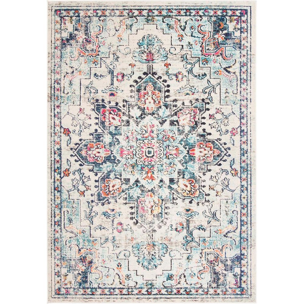 image:imageSAFAVIEH Madison Collection Area Rug 67 Square Cream amp Blue Boho Chic Distressed Medallion Design NonShedding amp Easy to Clean Ideal for Living Room Bedroom Dining Space MAD473BCreamBlue