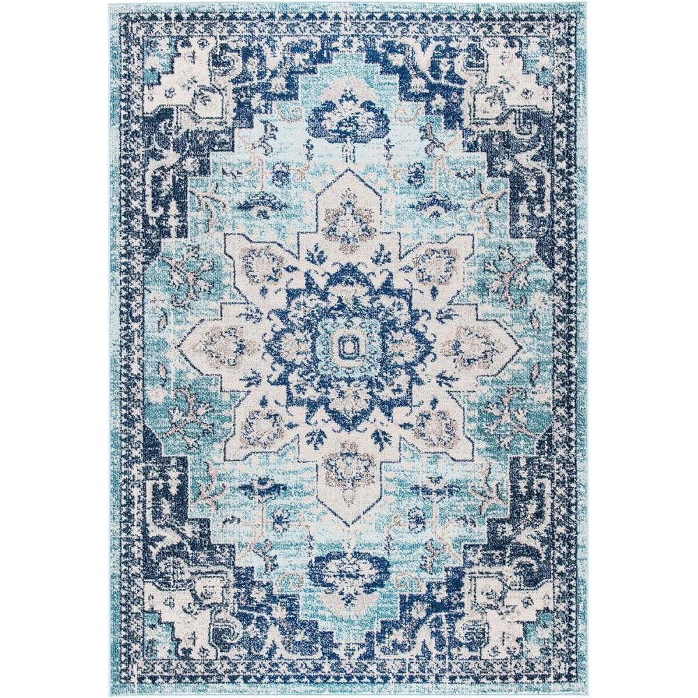 image:imageSAFAVIEH Madison Collection Area Rug 67 Square Cream amp Blue Boho Chic Distressed Medallion Design NonShedding amp Easy to Clean Ideal for Living Room Bedroom Dining Space MAD473BTealNavy