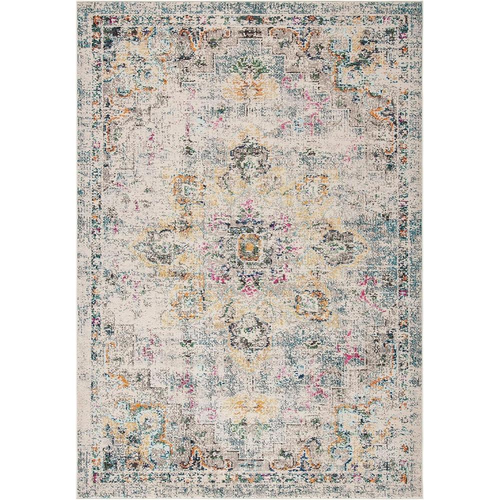 image:imageSAFAVIEH Madison Collection Area Rug 67 Square Cream amp Blue Boho Chic Distressed Medallion Design NonShedding amp Easy to Clean Ideal for Living Room Bedroom Dining Space MAD473BGreyGold