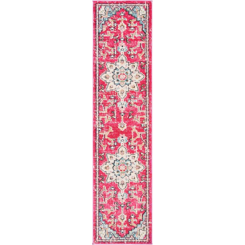 image:imageSAFAVIEH Madison Collection Area Rug 67 Square Cream amp Blue Boho Chic Distressed Medallion Design NonShedding amp Easy to Clean Ideal for Living Room Bedroom Dining Space MAD473BFuchsiaBlue