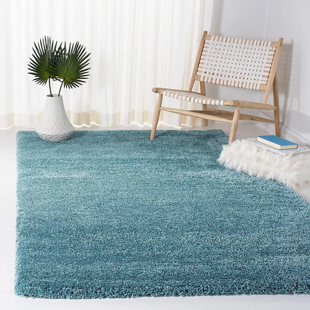 image:imageSAFAVIEH Milan Shag Collection Area Rug 51 x 8 Aqua Blue Solid Design NonShedding amp Easy to Clean Plush Thick Pile Ideal for Living Room Bedroom SG1806060Aqua