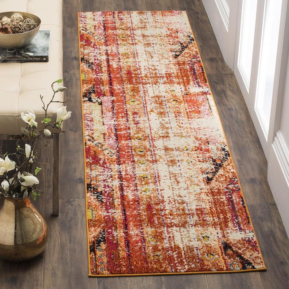 image:imageSAFAVIEH Monaco Collection Area Rug 51 x 77 Multi Boho Chic Tribal Distressed Design NonShedding amp Easy Care Ideal for High Traffic Areas in Living Room Bedroom MNC222FOrangeMulti