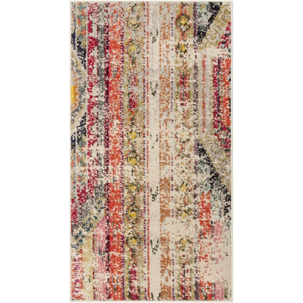 image:imageSAFAVIEH Monaco Collection Area Rug 51 x 77 Multi Boho Chic Tribal Distressed Design NonShedding amp Easy Care Ideal for High Traffic Areas in Living Room Bedroom MNC222FLight GreyMulti