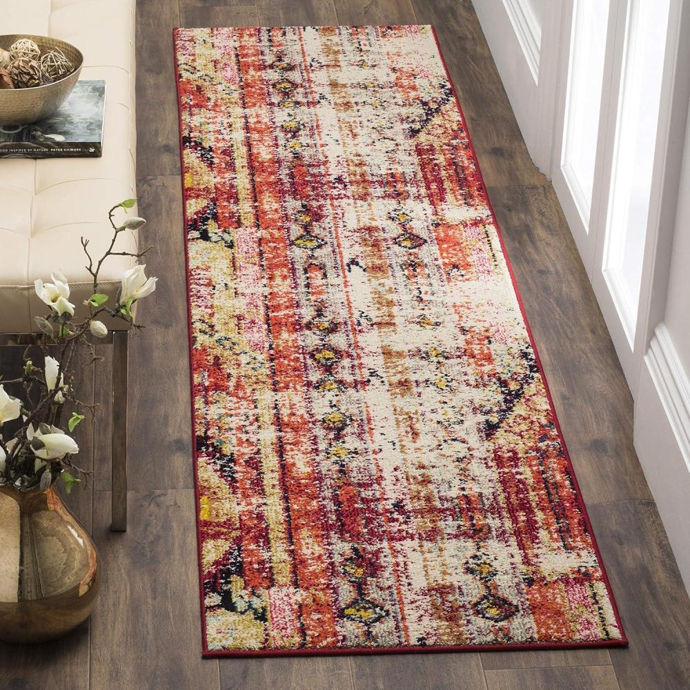 image:imageSAFAVIEH Monaco Collection Area Rug 51 x 77 Multi Boho Chic Tribal Distressed Design NonShedding amp Easy Care Ideal for High Traffic Areas in Living Room Bedroom MNC222FMagentaMulti