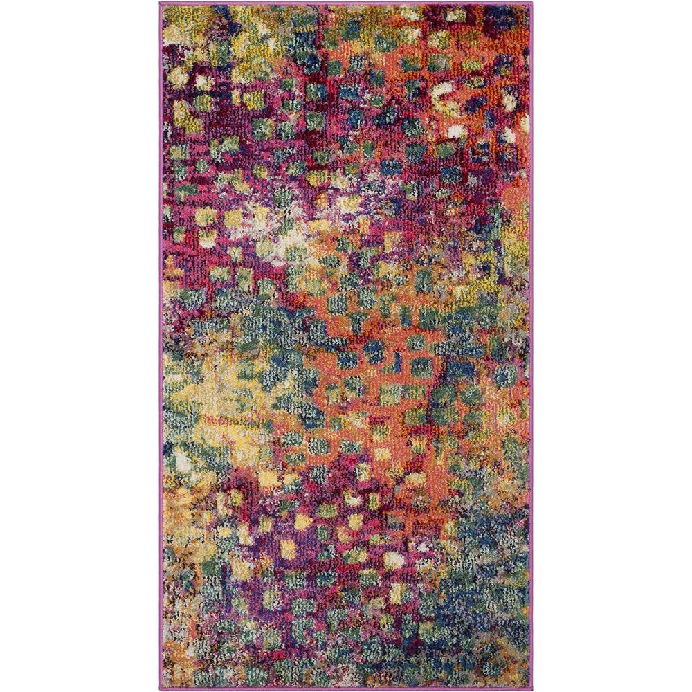 image:imageSAFAVIEH Monaco Collection Area Rug 8 x 10 Pink amp Multi Boho Chic Abstract Watercolor Design NonShedding amp Easy Care Ideal for High Traffic Areas in Living Room Bedroom MNC225DPinkMulti