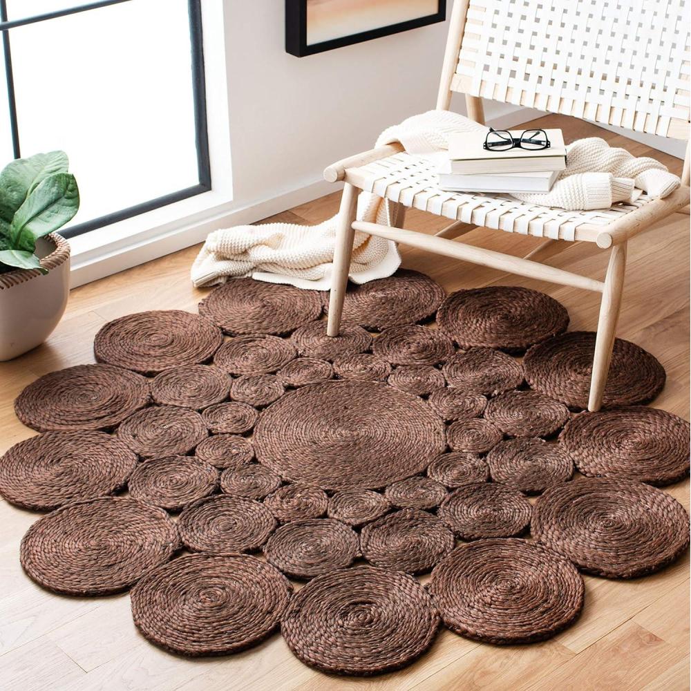 image:imageSAFAVIEH Natural Fiber Collection Area Rug  3 Round Natural Handmade Boho Charm Farmhouse Jute Ideal for High Traffic Areas in Living Room Bedroom NF363ABrown