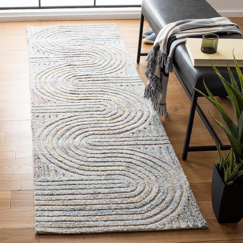 image:imageSAFAVIEH South Hampton Collection 8 x 10 Beige SHA301B Handmade Abstract Wool Area RugPinkBlue