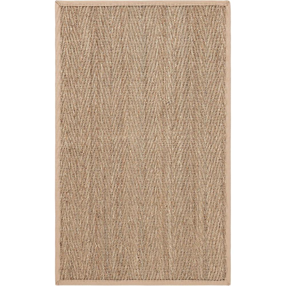 image:imageSafavieh Area Rug 6 Round  Natural Fiber Collection  Natural amp Black Seagrass Herringbone Pattern with Border NF115CNaturalBeige