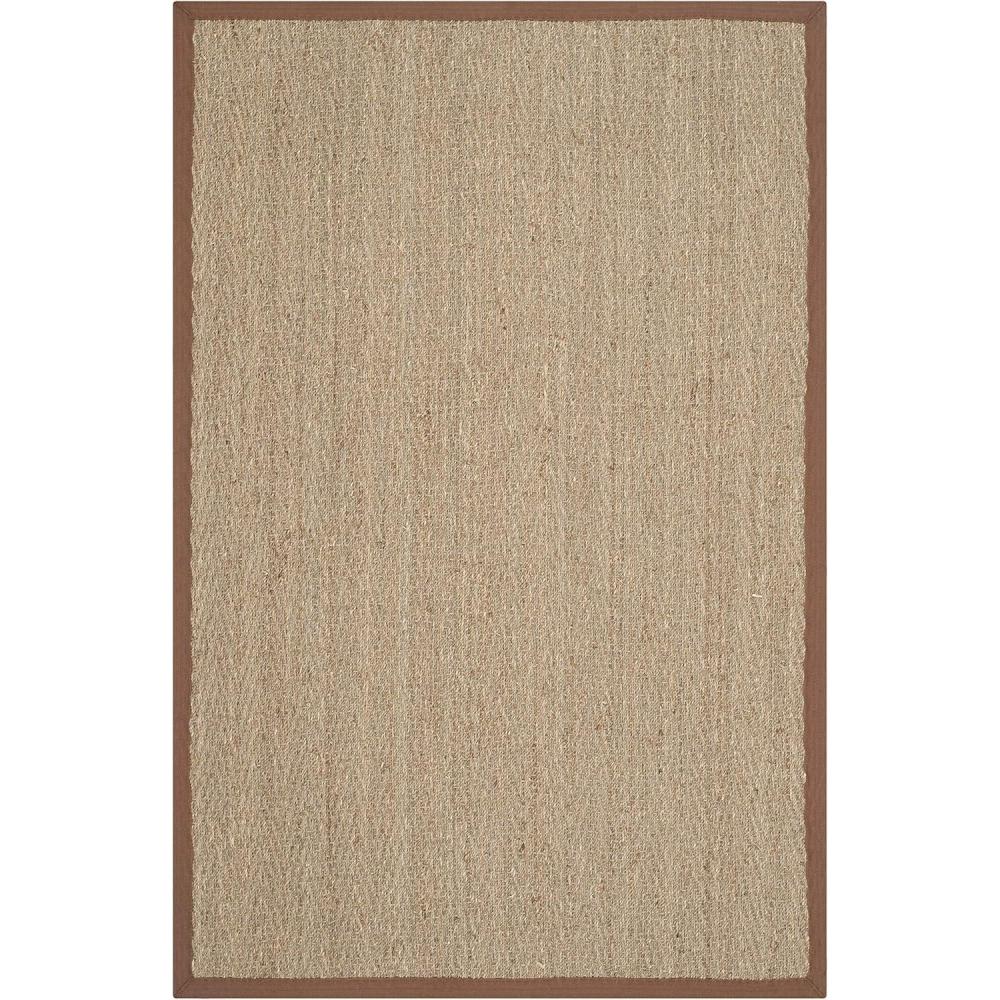 image:imageSafavieh Area Rug 6 Round  Natural Fiber Collection  Natural amp Black Seagrass Herringbone Pattern with Border NF115CNaturalBrown