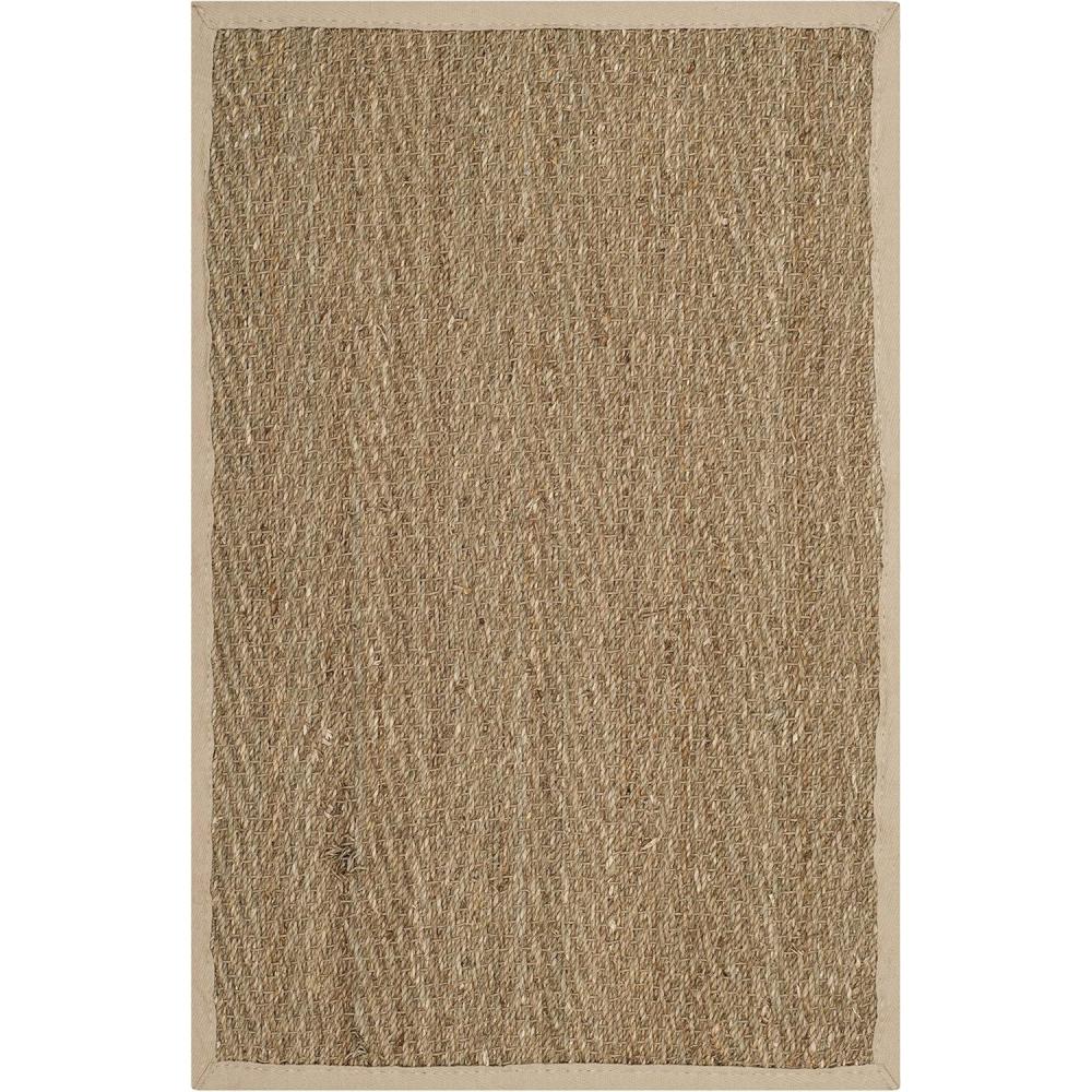 image:imageSafavieh Area Rug 6 Round  Natural Fiber Collection  Natural amp Black Seagrass Herringbone Pattern with Border NF115CNaturalIvory