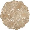 SAFAVIEH Area Rug 4′ Round – Natural Fiber Collection – Navy, Handmade Jute, Decorative Boho Floral Design (NF360N)(Natural)