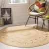 SAFAVIEH Area Rug 5′ Round – Natural Fiber Collection – Ivory, Handmade Jute, Boho Farmhouse Braided Design (NF364B)(Natural)