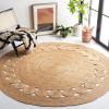 SAFAVIEH Area Rug 5′ Round – Natural Fiber Collection – Ivory, Handmade Jute, Boho Farmhouse Braided Design (NF364B)(Natural)