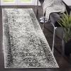 SAFAVIEH Area Rug 8×10 – Adirondack Collection – Large – Ivory & Silver, Distressed Vintage Floral Design, Non-Shedding & Easy to Clean, Ideal for Living Room, Bedroom, Dining Space (ADR109C)(Grey/Black)