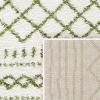 SAFAVIEH Area Rug 8×10 – Arizona Shag Collection – Large – Ivory & Beige, Moroccan Boho Design, Non-Shedding & Easy to Clean, Ideal for Living Room, Bedroom, Dining Space (ASG741A)(Ivory/Green)
