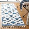 SAFAVIEH Area Rug 8×10 – Moroccan Tassel Shag Collection – Large – Grey & Ivory, Boho Design, Non-Shedding & Easy Cleaning, Plush Pile, Ideal for Living Room, Bedroom, Dining Space (MTS664G)(Blue/Ivory)