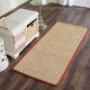 SAFAVIEH Area Rug 8×10 – Natural Fiber Collection – Large – Natural & Beige, Seagrass, Basketweave Pattern (NF114A)(Natural/Burgundy Red)