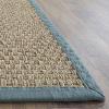 SAFAVIEH Area Rug 8×10 – Natural Fiber Collection – Large – Natural & Beige, Seagrass, Basketweave Pattern (NF114A)(Natural/Dusty Teal Blue)