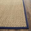 SAFAVIEH Area Rug 8×10 – Natural Fiber Collection – Large – Natural & Beige, Seagrass, Basketweave Pattern (NF114A)(Natural/Navy Blue)