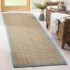 SAFAVIEH Area Rug 8×10 – Natural Fiber Collection – Large – Natural & Beige, Seagrass, Basketweave Pattern (NF114A)(Natural/Teal)