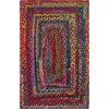 SAFAVIEH Braided Collection Accent Rug – 3′ x 5′, Red & Multi, Handmade Woven Cotton, Boho Reversible Style, Ideal for Living Room, Bedroom (BRD210A)(Red/Multi)
