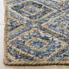 SAFAVIEH Cape Cod Collection Area Rug – 8′ Square, Natural & Blue, Handmade Flat Weave Diamond Braided Jute & Denim, Ideal for High Traffic Areas in Living Room, Bedroom (CAP354A)(Natural/Blue)