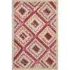 SAFAVIEH Cape Cod Collection Area Rug – 8′ Square, Natural & Blue, Handmade Flat Weave Diamond Braided Jute & Denim, Ideal for High Traffic Areas in Living Room, Bedroom (CAP354A)(Natural/Red)