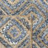 SAFAVIEH Cape Cod Collection Area Rug – 8′ Square, Natural & Blue, Handmade Flat Weave Diamond Braided Jute & Denim, Ideal for High Traffic Areas in Living Room, Bedroom (CAP354A)(Natural/Blue)