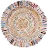 SAFAVIEH Cape Cod Collection Area Rug – 9′ Round, Ivory & Light Beige, Handmade Boho Fringe Jute & Cotton, Ideal for High Traffic Areas in Living Room, Bedroom (CAP206B)(Ivory/Light Beige)