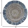 SAFAVIEH Cape Cod Collection Area Rug – 9′ Round, Ivory & Light Beige, Handmade Boho Fringe Jute & Cotton, Ideal for High Traffic Areas in Living Room, Bedroom (CAP206B)(Ivory/Denim)