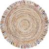 SAFAVIEH Cape Cod Collection Area Rug – 9′ Round, Ivory & Light Beige, Handmade Boho Fringe Jute & Cotton, Ideal for High Traffic Areas in Living Room, Bedroom (CAP206B)(Ivory/Light Beige)