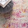 SAFAVIEH Evoke Collection Area Rug – 5’1″ x 7’6″, Blue & Ivory, Distressed Design, Non-Shedding & Easy to Clean, Ideal for Living Room, Bedroom, Dining Space (EVK256C)(Ivory/Fuchsia)