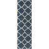 SAFAVIEH Hudson Shag Collection Area Rug – 5’3″ x 7’6″, Grey & Ivory, Moroccan Trellis Design, Non-Shedding & Easy Care, 2-inch Thick Ideal for High Traffic Areas in Living Room, Bedroom (SGH282B)(Slate Blue/Ivory)