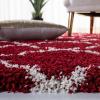 SAFAVIEH Hudson Shag Collection Area Rug – 5’3″ x 7’6″, Grey & Ivory, Moroccan Trellis Design, Non-Shedding & Easy Care, 2-inch Thick Ideal for High Traffic Areas in Living Room, Bedroom (SGH282B)(Red/Ivory)