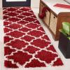 SAFAVIEH Hudson Shag Collection Area Rug – 5’3″ x 7’6″, Grey & Ivory, Moroccan Trellis Design, Non-Shedding & Easy Care, 2-inch Thick Ideal for High Traffic Areas in Living Room, Bedroom (SGH282B)(Red/Ivory)