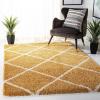 SAFAVIEH Hudson Shag Collection Area Rug – 5’3″ x 7’6″, Ivory & Grey, Modern Trellis Design, Non-Shedding & Easy Care, 2-inch Thick Ideal for High Traffic Areas in Living Room, Bedroom (SGH281A)(Gold/Ivory)