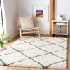 SAFAVIEH Hudson Shag Collection Area Rug – 5’3″ x 7’6″, Ivory & Grey, Modern Trellis Design, Non-Shedding & Easy Care, 2-inch Thick Ideal for High Traffic Areas in Living Room, Bedroom (SGH281A)(Ivory/Green)