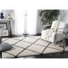 SAFAVIEH Hudson Shag Collection Area Rug – 5’3″ x 7’6″, Ivory & Grey, Modern Trellis Design, Non-Shedding & Easy Care, 2-inch Thick Ideal for High Traffic Areas in Living Room, Bedroom (SGH281A)(Ivory/Steel Blue)