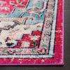 SAFAVIEH Madison Collection Area Rug – 6’7″ Square, Cream & Blue, Boho Chic Distressed Medallion Design, Non-Shedding & Easy to Clean, Ideal for Living Room, Bedroom, Dining Space (MAD473B)(Fuchsia/Blue)