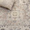 SAFAVIEH Madison Collection Area Rug – 6’7″ Square, Cream & Blue, Boho Chic Distressed Medallion Design, Non-Shedding & Easy to Clean, Ideal for Living Room, Bedroom, Dining Space (MAD473B)(Ivory/Grey Gold)