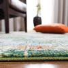 SAFAVIEH Madison Collection Area Rug – 6’7″ Square, Cream & Blue, Boho Chic Distressed Medallion Design, Non-Shedding & Easy to Clean, Ideal for Living Room, Bedroom, Dining Space (MAD473B)(Green/Turquoise)