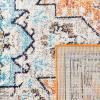 SAFAVIEH Madison Collection Area Rug – 6’7″ Square, Cream & Blue, Boho Chic Distressed Medallion Design, Non-Shedding & Easy to Clean, Ideal for Living Room, Bedroom, Dining Space (MAD473B)(Orange/Teal)