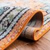 SAFAVIEH Madison Collection Area Rug – 6’7″ Square, Cream & Blue, Boho Chic Distressed Medallion Design, Non-Shedding & Easy to Clean, Ideal for Living Room, Bedroom, Dining Space (MAD473B)(Orange/Teal)
