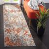 SAFAVIEH Monaco Collection Area Rug – 8′ x 10′, Pink & Multi, Boho Chic Abstract Watercolor Design, Non-Shedding & Easy Care, Ideal for High Traffic Areas in Living Room, Bedroom (MNC225D)(Grey/Orange)