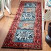SAFAVIEH Vintage Hamadan Collection Area Rug – 8′ x 10′, Red & Multi, Oriental Traditional Persian Design, Non-Shedding & Easy Care, Ideal for High Traffic Areas in Living Room, Bedroom (VTH213A)(Red/Light Blue)