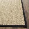 Safavieh Area Rug 6′ Round – Natural Fiber Collection – Natural & Black, Seagrass, Herringbone Pattern with Border (NF115C)(Natural/Black)