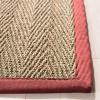 Safavieh Area Rug 6′ Round – Natural Fiber Collection – Natural & Black, Seagrass, Herringbone Pattern with Border (NF115C)(Natural/Burgundy Red)
