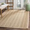 Safavieh Area Rug 6′ Round – Natural Fiber Collection – Natural & Black, Seagrass, Herringbone Pattern with Border (NF115C)(Natural/Dark Brown)