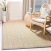 Safavieh Area Rug 6′ Round – Natural Fiber Collection – Natural & Black, Seagrass, Herringbone Pattern with Border (NF115C)(Natural/Navy Blue)