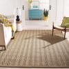 Safavieh Area Rug 6′ Round – Natural Fiber Collection – Natural & Black, Seagrass, Herringbone Pattern with Border (NF115C)(Natural/Navy Blue)